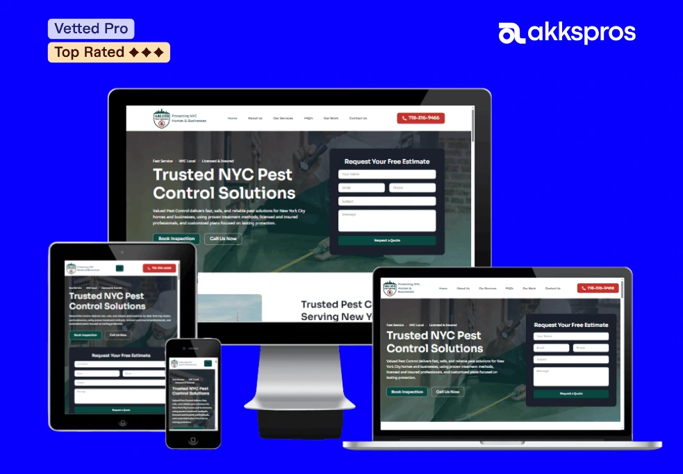 Valued Pest Control business website designed and developed using WordPress